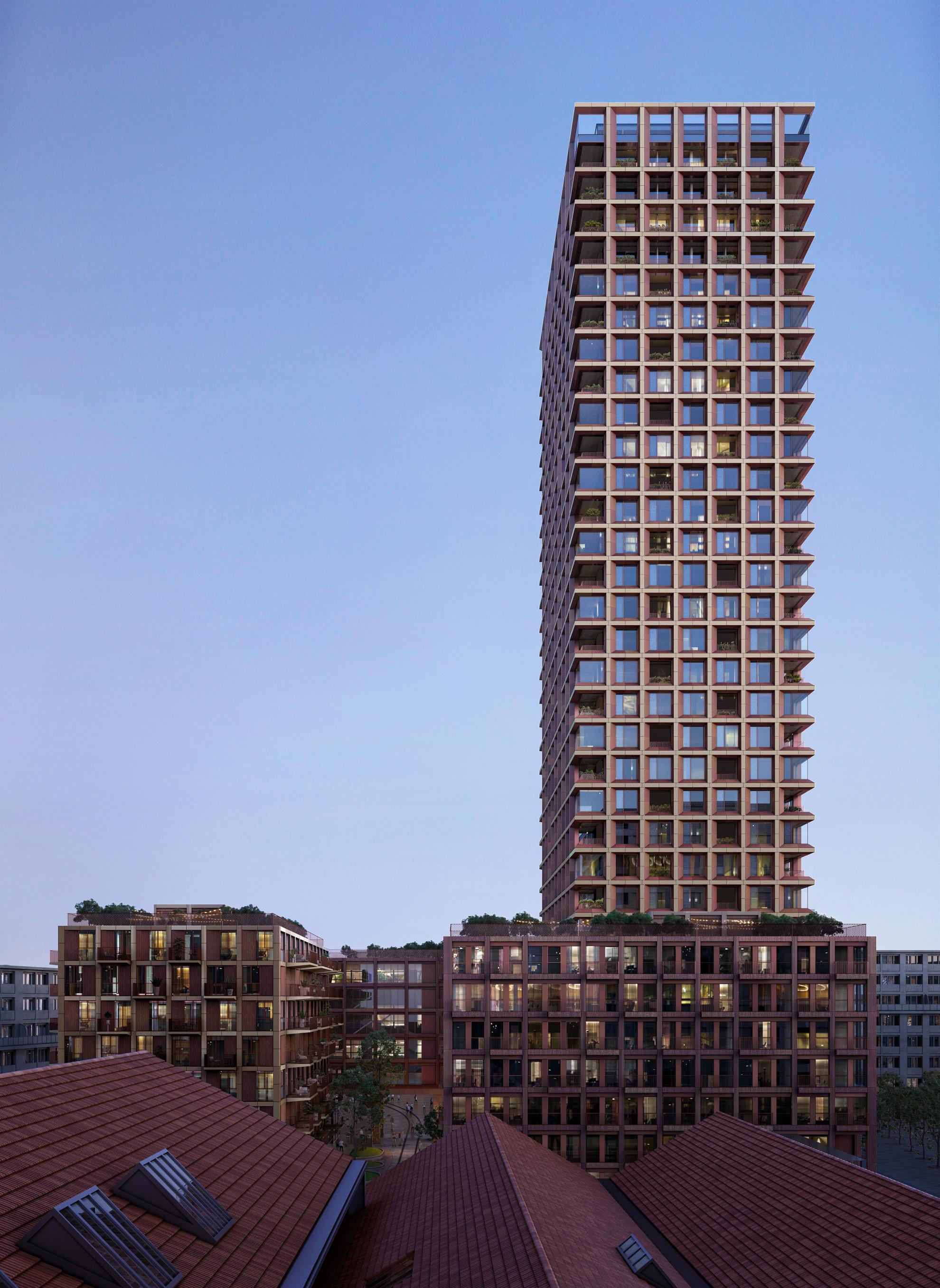 Wood has never been used to build higher: visualisation of the high-rise building planned in Winterthur